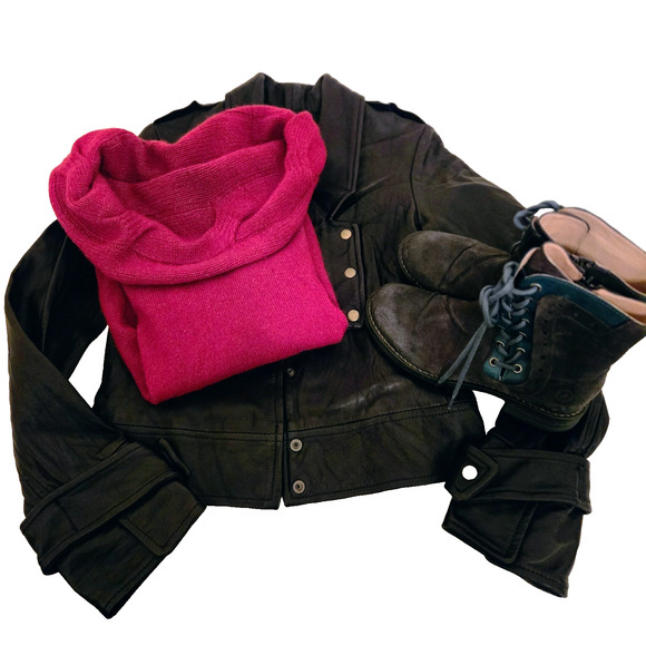 Mike & Chris Leather Jacket Women's Black Leather Bomber Jacket Small - Picture 12 of 16